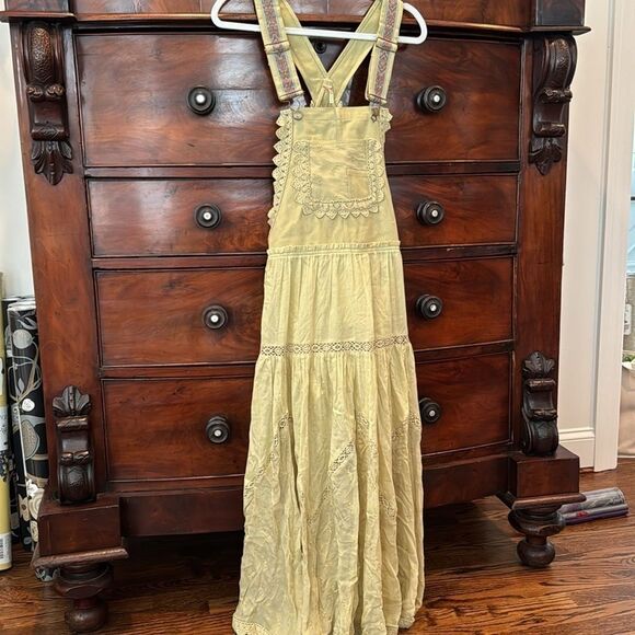 Free People Trails End Skirtall Size Small Overall Style Dress Color: Dried Aloe - Picture 8 of 15
